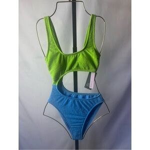Wild Fable Green and Blue Cutout Swimsuit